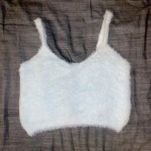 Light Blue Fuzzy Cropped Cami Top
